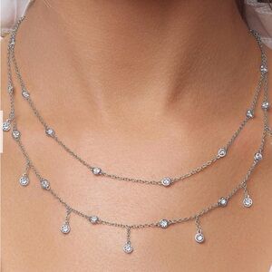 Stunning Jennifer Miller - White Gold plated Necklace with Crystal Accents